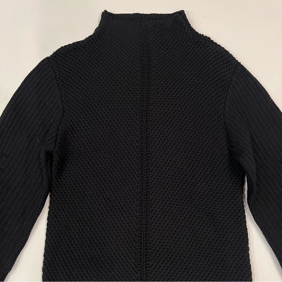 PURE / US Black Open Knit Funnel Turtleneck Sweater Womens Small EUC - Picture 6 of 10